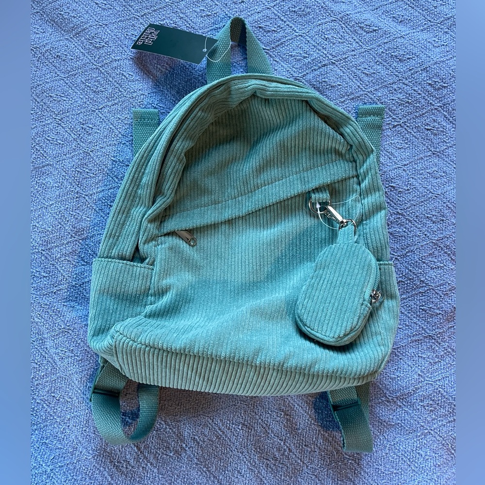 NWT Mint Green Corduroy Mini Backpack Purse